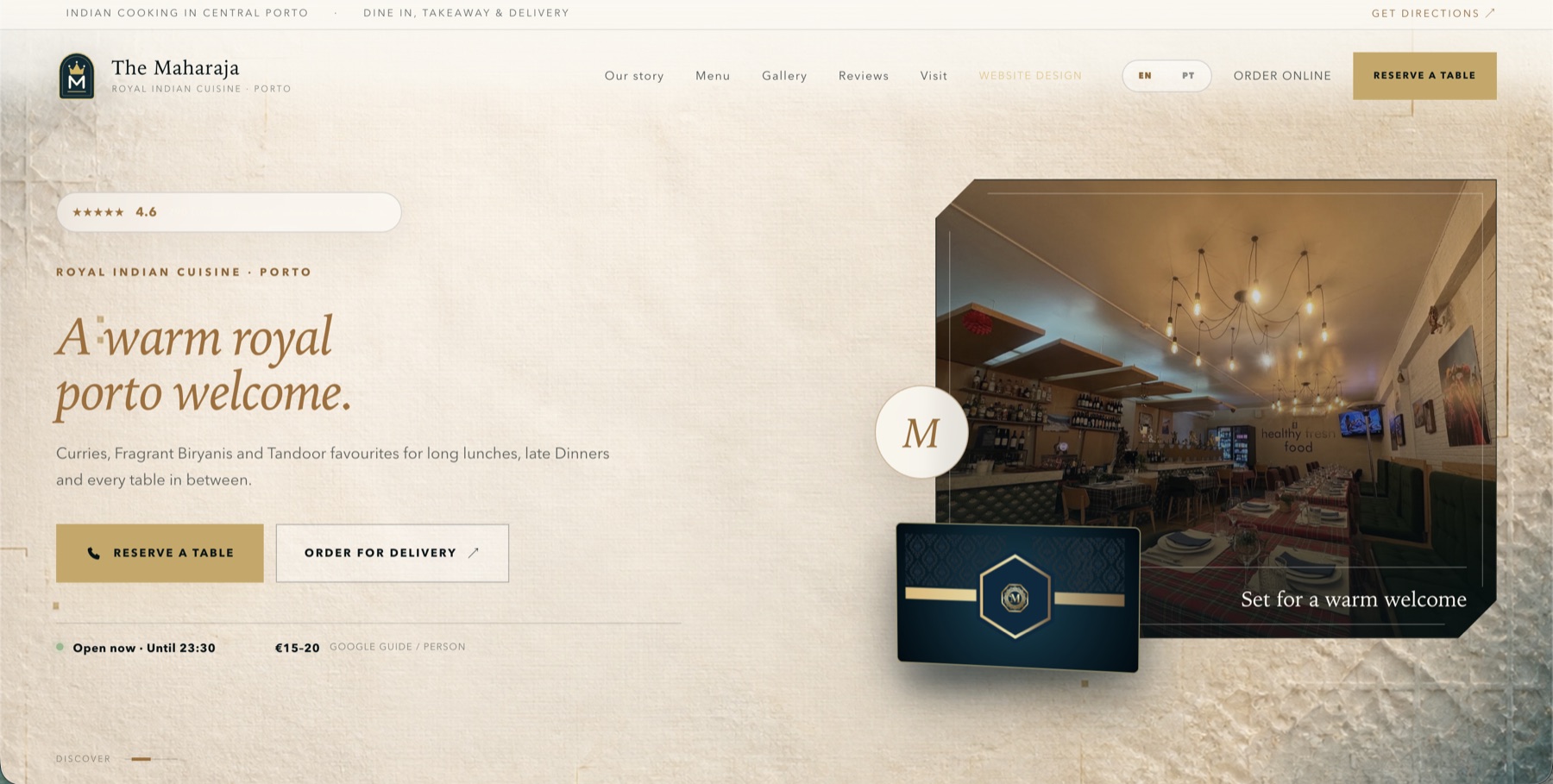 Website The Maharaja criado por Lazoni